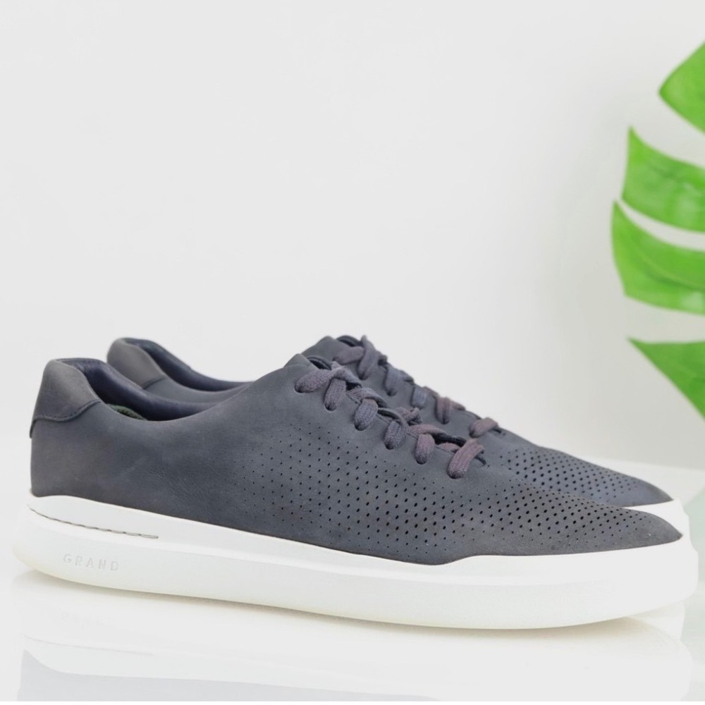 Cole Haan Grand Crosscourt II Navy Leather Perforated Sneakers Mens 9.5 M